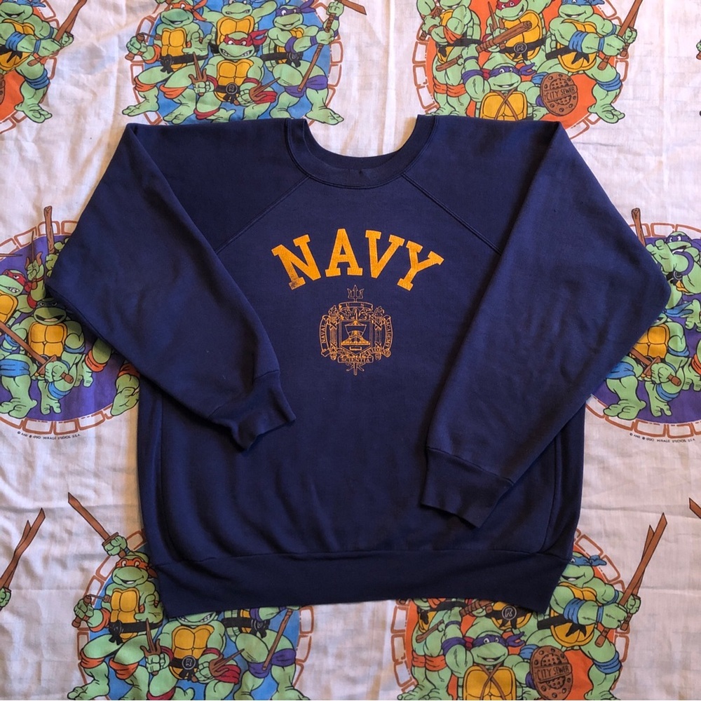Vintage Bricks Athletic NAVY Sweater Mens XL Oversized Made in USA